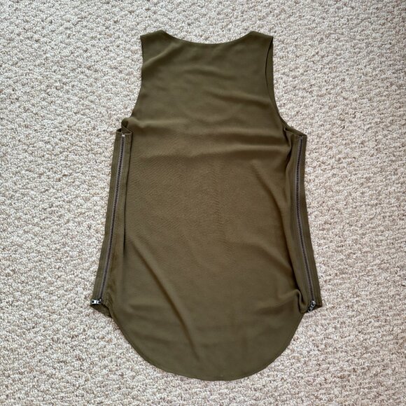 Naked Zebra‎ zippered sides tank double layers zipper pocket Olive Green S - Picture 10 of 10